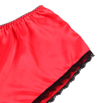 SUBBLIME - 953904 SILK AND LACE NIGHTGOWN + RED PANTIES L/XL