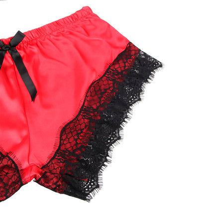 SUBBLIME - 953959 CASUAL SILK NIGHTGOWN + BLACK/RED LACE PANTS S/M