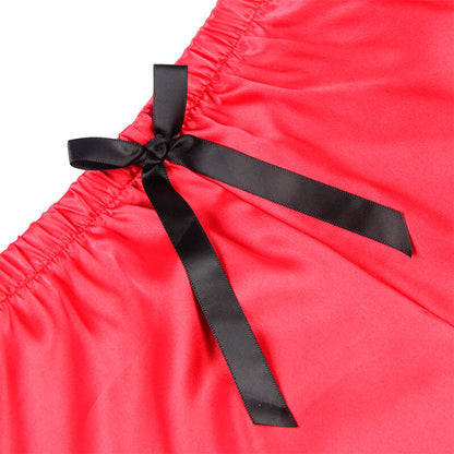 SUBBLIME - 953959 CASUAL SILK NIGHTGOWN + BLACK/RED LACE PANTS S/M