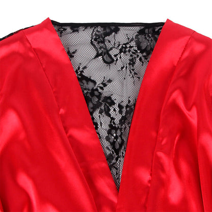 SUBBLIME - 954024 SHEER LACE NIGHTGOWN AT THE BACK + RED/BLACK THONG L/XL
