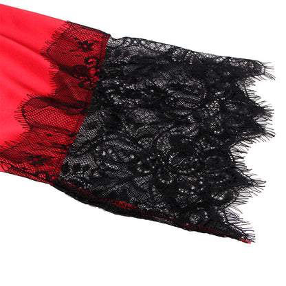 SUBBLIME - 954024 SHEER LACE NIGHTGOWN AT THE BACK + RED/BLACK THONG L/XL