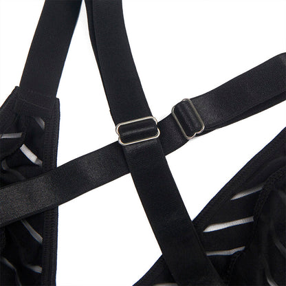 SUBBLIME - 954147 BLACK BODYSUIT WITH GARTER BELT S/M