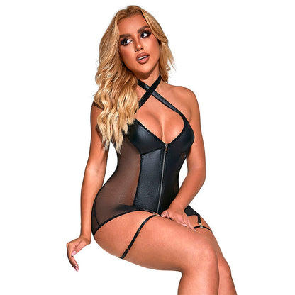 SUBBLIME - 954444 VESTIDO SEXY DE PUNTO DE CUERO NEGRO S/M