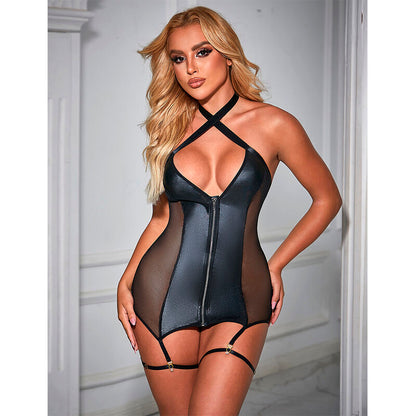 SUBBLIME - 954444 VESTIDO SEXY DE PUNTO DE CUERO NEGRO S/M