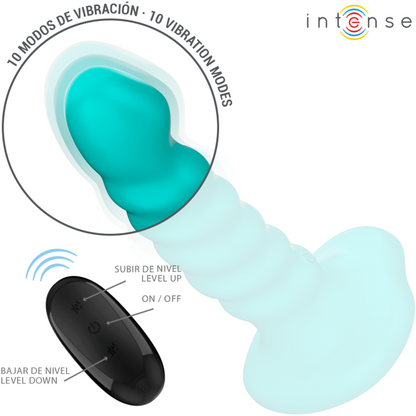INTENSE - BUFFY VIBRADOR TALLA S DISEÑO ESPIRAL 10 VIBRACIONES CONTROL REMOTO AZUL