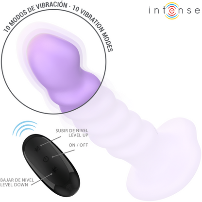 INTENSE - BRENDA VIBRADOR TALLA M DISEÑO ESPIRAL 10 VIBRACIONES MORADO CONTROL REMOTO