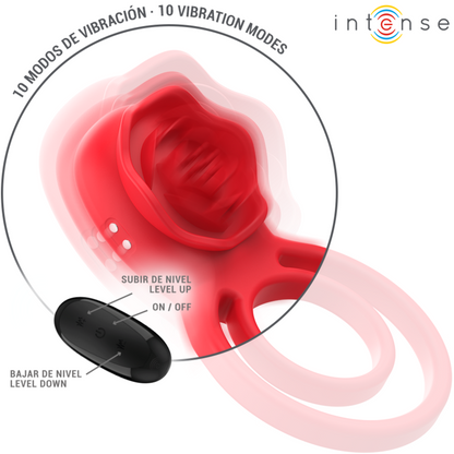 INTENSE - GAIL ESTIMULADOR ROSE 10 VIBRACIONES ROJO MANDO A DISTANCIA