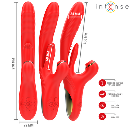 INTENSE - KAROL MULTIFUNCTION VIBRATOR IMPULSE &amp; STIMULATION &amp; SUCTION RED