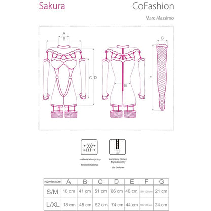 LIVCO CORSETTI FASHION - SAKURA CF 90357 OVERALL + LONG GLOVES + BLACK GARTER BELT S/M