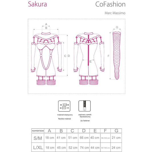 LIVCO CORSETTI FASHION - SAKURA CF 90357 OVERALL + LONG GLOVES + BLACK GARTER BELT S/M