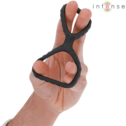 INTENSE - DEWEY ANILLO DE PENE DOBLE DE SILICONA NEGRO MODELO 2