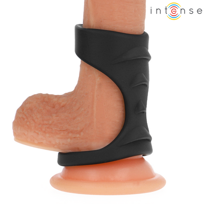 INTENSE - THEO DOUBLE SILICONE PENIS RING MODEL 3 BLACK