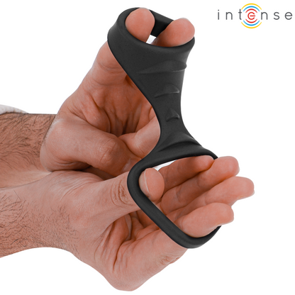INTENSE - THEO DOUBLE SILICONE PENIS RING MODEL 3 BLACK
