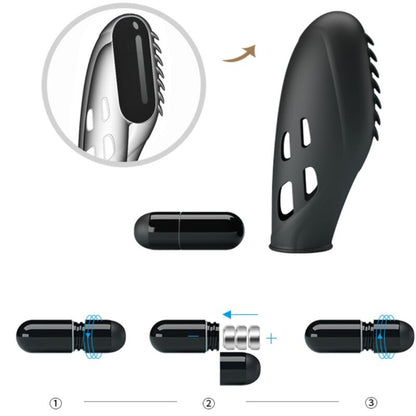 PRETTY LOVE - BLACK SILICONE FINGER VIBRATOR