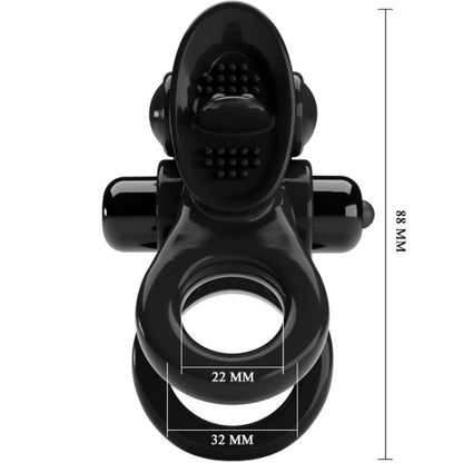 PRETTY LOVE - PASSIONATE RING DOUBLE VIBRATING RING + BLACK CLITORAL STIMULATOR