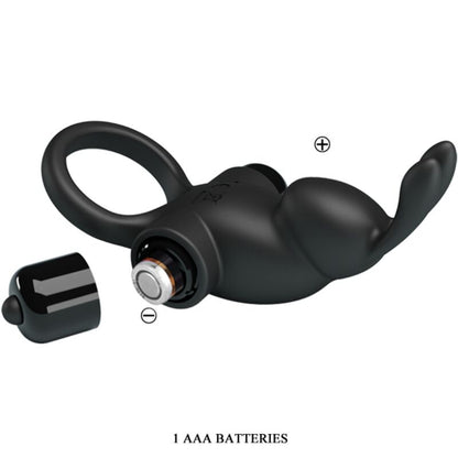 PRETTY LOVE - VIBRATING RING + RABBIT CLITORAL STIMULATOR 10 VIBRATIONS BLACK