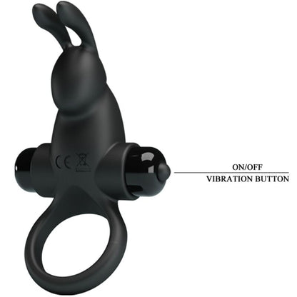 PRETTY LOVE - VIBRATING RING + RABBIT CLITORAL STIMULATOR 10 VIBRATIONS BLACK
