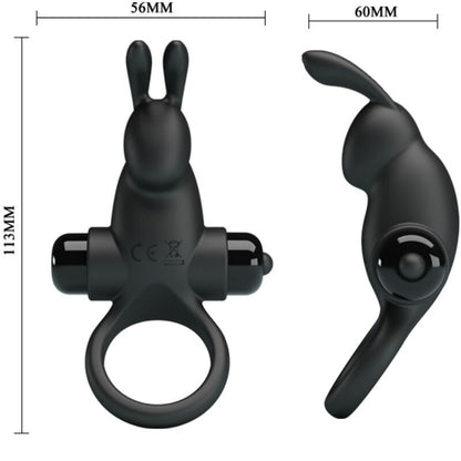 PRETTY LOVE - VIBRATING RING + RABBIT CLITORAL STIMULATOR 10 VIBRATIONS BLACK