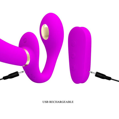 PRETTY LOVE - THUNDERBIRD DOUBLE VIBRATOR STRAP-ON REMOTE CONTROL PURPLE