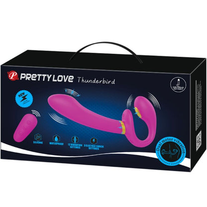 PRETTY LOVE - THUNDERBIRD VIBRADOR DUPLO STRAP-ON CONTROLE REMOTO ROXO