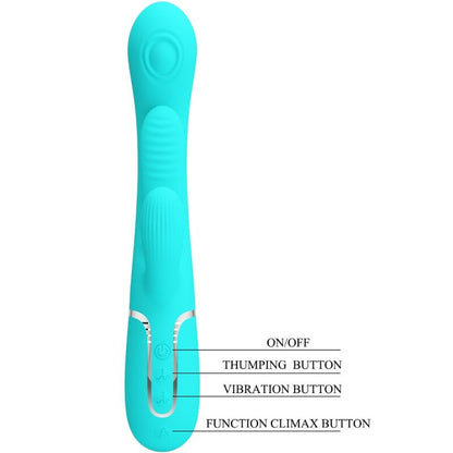 PRETTY LOVE - SHANIA TRIPLE RABBIT MULTIFUNCTIONAL 3-IN-1 VIBRATOR BLUE