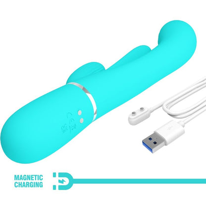PRETTY LOVE - SHANIA TRIPLE RABBIT MULTIFUNCTIONAL 3-IN-1 VIBRATOR BLUE