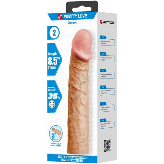PRETTY LOVE - MANGA DE PÊNIS DEREK COM EXTENSÃO DE 7,6 CM DE CARNE