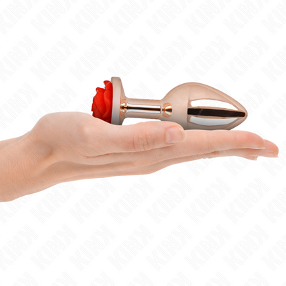 KINK - ROSE GOLD ANAL PLUG WITH RED ROSE L