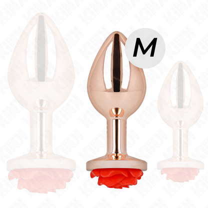 KINK - ROSE GOLD BUTT PLUG WITH RED ROSE M