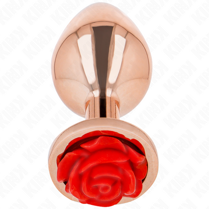 KINK - ROSE GOLD BUTT PLUG WITH RED ROSE M