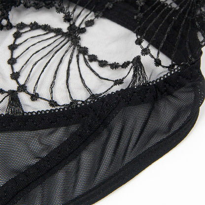 SUBBLIME - 955212 TRANSPARENT BODYSUIT WITH HOLLOW BLACK LACE S/M