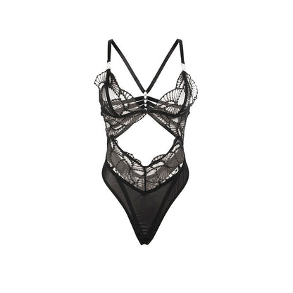 SUBBLIME - 955229 SHEREIS BODYSUIT WITH HOLLOW LACE BLACK L/XL
