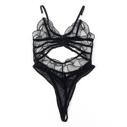 SUBBLIME - 955229 SHEREIS BODYSUIT WITH HOLLOW LACE BLACK L/XL