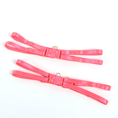 SUBBLIME - 955304 FLUORESCENT PINK BRA SET WITH NECKLACE AND LEG DETAILS L/XL