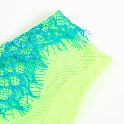 SUBBLIME - 955311 GREEN AND BLUE LACE BRA SET WITH GARTERS S/M