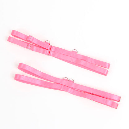 SUBBLIME - 955359 CONJUNTO DE SUTIÃ COM RENDA E LIGAS ROSA E ROXO S/M