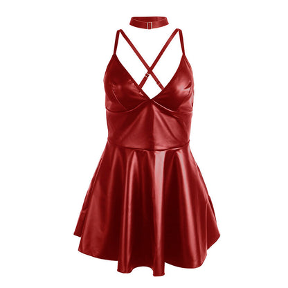 SUBBLIME - 955403 VESTIDO CON TIRANTES DE CUERO BORGOÑA L/XL