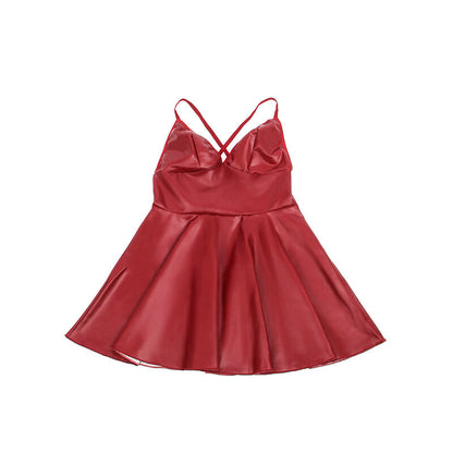 SUBBLIME - 955403 VESTIDO CON TIRANTES DE CUERO BORGOÑA L/XL
