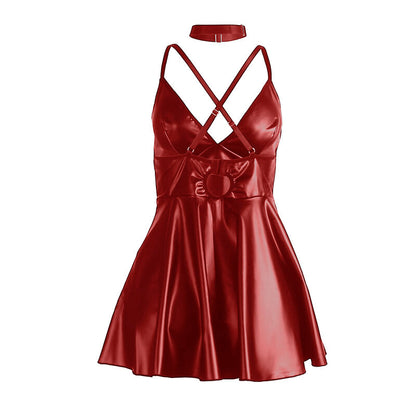 SUBBLIME - 955403 VESTIDO CON TIRANTES DE CUERO BORGOÑA L/XL