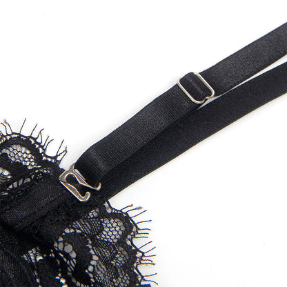 SUBBLIME - 955502 LACE BODYSUIT WITH ties AND GARTERS BLACK L/XL
