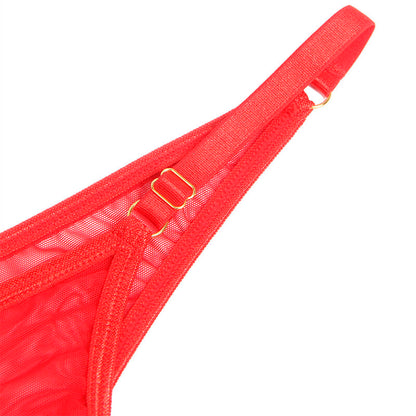 SUBBLIME - 955519 CONJUNTO DE SUJETADOR CON CADENAS Y MALLA CORAZÓN ROJO S/M