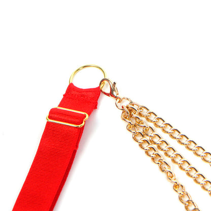 SUBBLIME - 955519 CONJUNTO DE SUJETADOR CON CADENAS Y MALLA CORAZÓN ROJO S/M