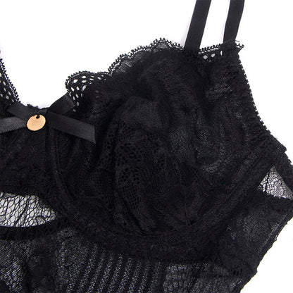 SUBBLIME - 955625 LACE BODYSUIT WITH ZIP ON BOTTOM - BLACK L/XL