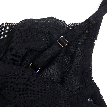 SUBBLIME - 955625 LACE BODYSUIT WITH ZIP ON BOTTOM - BLACK L/XL