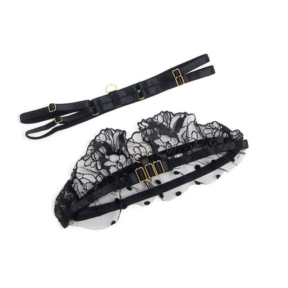 SUBBLIME - 957483 CONJUNTO DE SUTIÃ E LIGA DE RENDA PRETO S/M