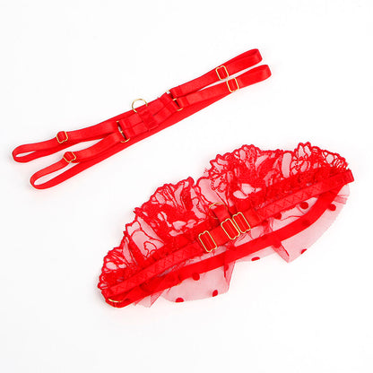 SUBBLIME - 957506 CONJUNTO DE SUJETADOR Y LIGUERO DE ENCAJE ROJO S/M