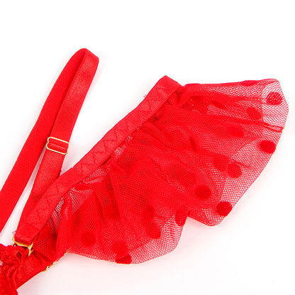 SUBBLIME - 957506 CONJUNTO DE SUJETADOR Y LIGUERO DE ENCAJE ROJO S/M