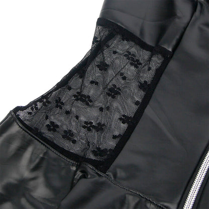 SUBBLIME - 957704 VESTIDO DE COURO COM ZÍPER DE RENDA PRETO S/M