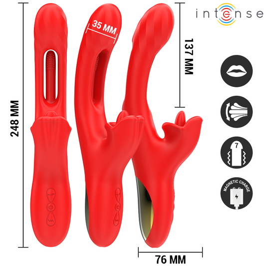 INTENSE - JESSICA MULTIFUNCIONAL VIBRADOR ESTIMULAÇÃO DO CLITÓRIS 24,8 CM VERMELHO