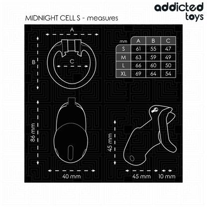 ADDICTED TOYS LOCKED - GAIOLA PENIANA MINDNIGHT CELL TAMANHO S